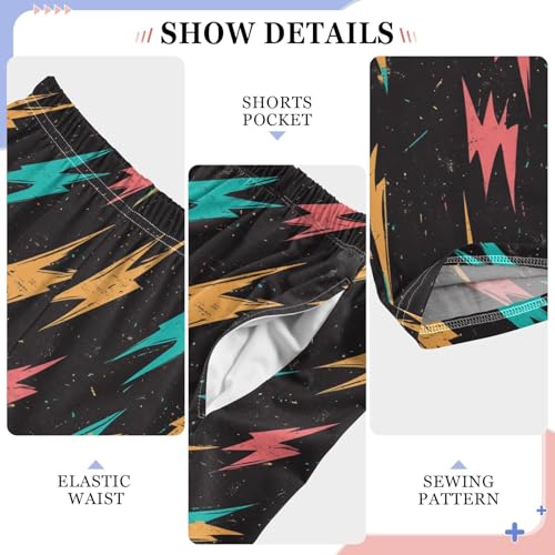 Boys' Pants Colorful Lightning Bolts Dots Long Bottoms Jogger Pants Elastic Waist Trousers with Pockets S-XL4