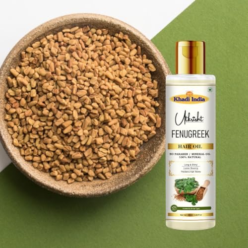 Image of Khadi Fenugreek (Methi) Hair Oil 100ml | Ayurvedic Herbal Hair Oil for Hair Growth, Shiny & Long Hair | Non Sticky, Paraben & Mineral Oil Free | For All Hair Types | Daily Use for Men & Women