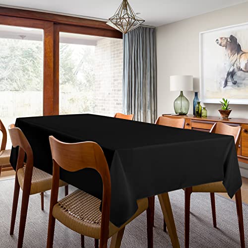Sancua 2PCS-60102-HEISE 2 Pack Black Tablecloth 60 X 102 Inch, Rectangle 6 Feet Table Cloth - Stain And Wrinkle Resistant Washable Polyester Table Cover thumb #2