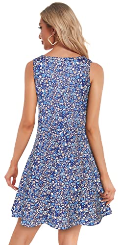 Image of elescat Women's Summer Dresses 2026 Beach Casual Sleeveless Floral Print Tank Loose Sundress with Pocket