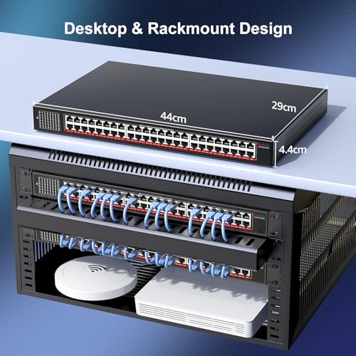 Image of 48-Port 2.5G Unmanaged Ethernet Switch, VunLink 48x2.5Gbps RJ45 Multi-Gig Network Switch, 240Gbps Switching Capacity, Plug & Play, Rackmount Switch for Enterprise, NAS, Surveillance, Office Network
