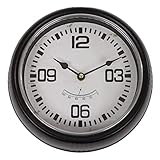 Marque: L'Héritier Du Temps L\'Héritier Du Temps Grande Horloge Ronde Pendule Murale Vintage Industriel en Fer Noir et Verre 6x24,5x24,5cm