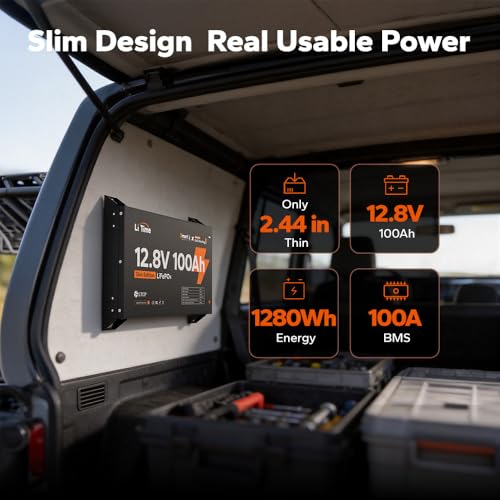 Image of Litime 12V 100Ah Slim Self-Heating LiFePO4 Battery for RV Solar Truck-3Pack