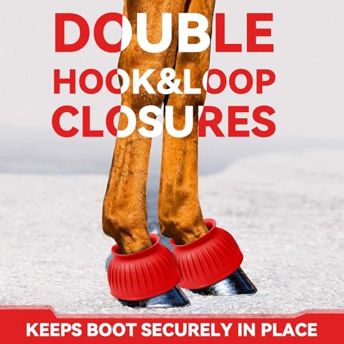 Image of Abbylike Bell Boots for Horses 1 Pair /2 Pair Available, Protect Against Hoof Impact Trauma, Rubber Bell Boots Horse Care for Turnout, No Rub Design Wrap Hook and Loop