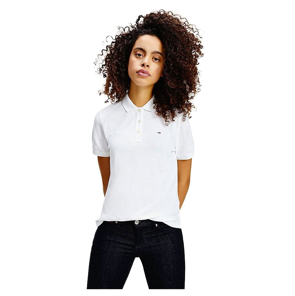 Tommy Hilfiger Women's Tjw Slim Polo T-Shirt, White, L