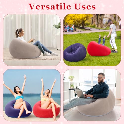 Image of Realspring Inflatable Bean Bag Chairs Outdoor Blow up Camping Chairs Inflatable Lazy Sofa Folding Portable Bean Bag Loungers Couch for Movie Night(Coffee,Blue,Red,6 Pcs)