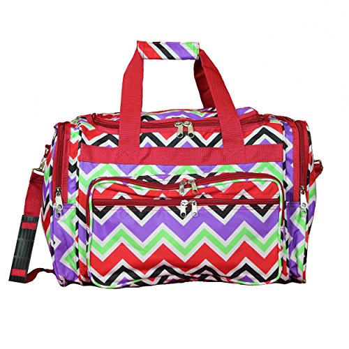 Image of World Traveler Chevron Duffel Bag, Red Trim Chevro, One Size