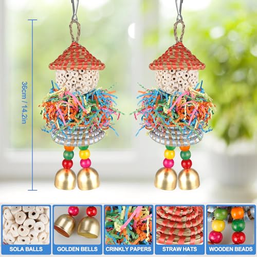 image for BBjinronjy 2PCS Bird Toys Parrot Foraging Shredder Hanging Toys Sola B