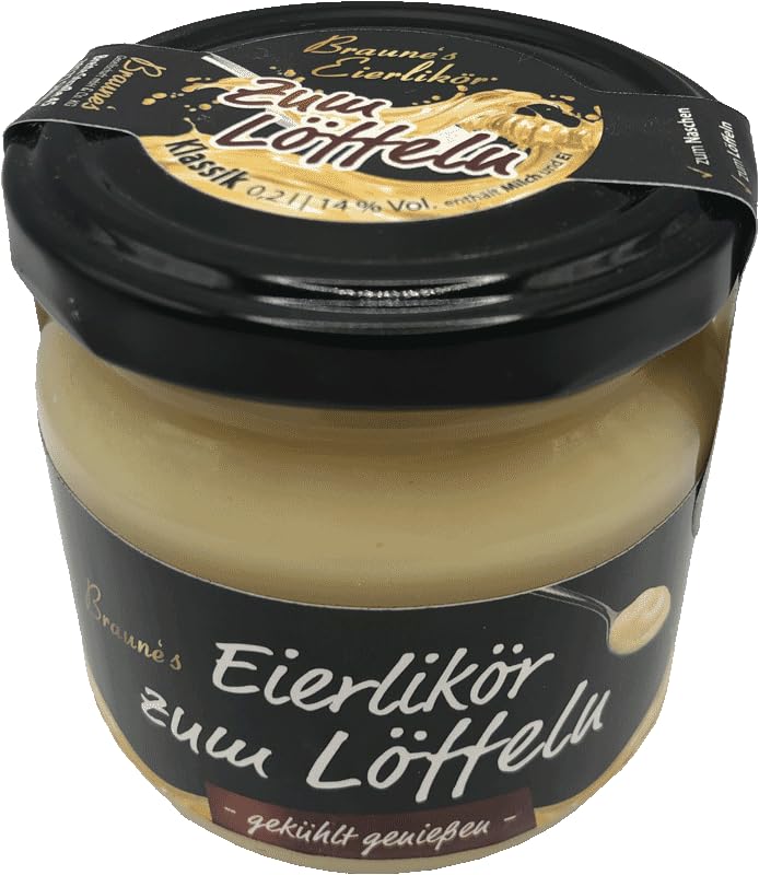 Braune‘s Eierlikör Klassik zum Löffeln 200 ml (14% vol.) – Cremig & Dickflüssig – Ideal zum Löffeln, für Desserts, Kaffee, Cocktails & Backen oder pur