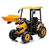 Kidsera 24V Kids Ride on Tractor with Front Loader, Toddler 3-Gear-Shift Ground Loader with Dual Mot