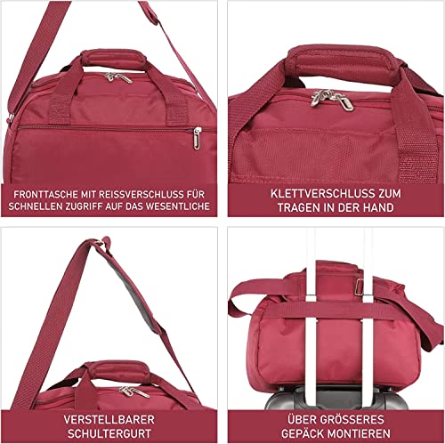 Aerolite Ryanair Handgepäck 40x20x25 Maximale Größe der Kabinenreisetasche Flugtasche Reisetasche Flugzeug unter dem Sitz Faltbare Kleine Reisegepäck 5 Jahre GARANTIE (Wein)