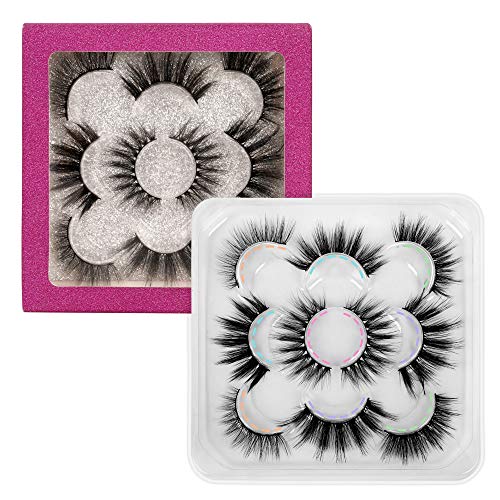 PLEELL 5 Styles Mixed False Eyelashes Fluffy Long Volume Fake Lashes 3D Faux Mink Lashes Various Makeup Fake Eyelashes