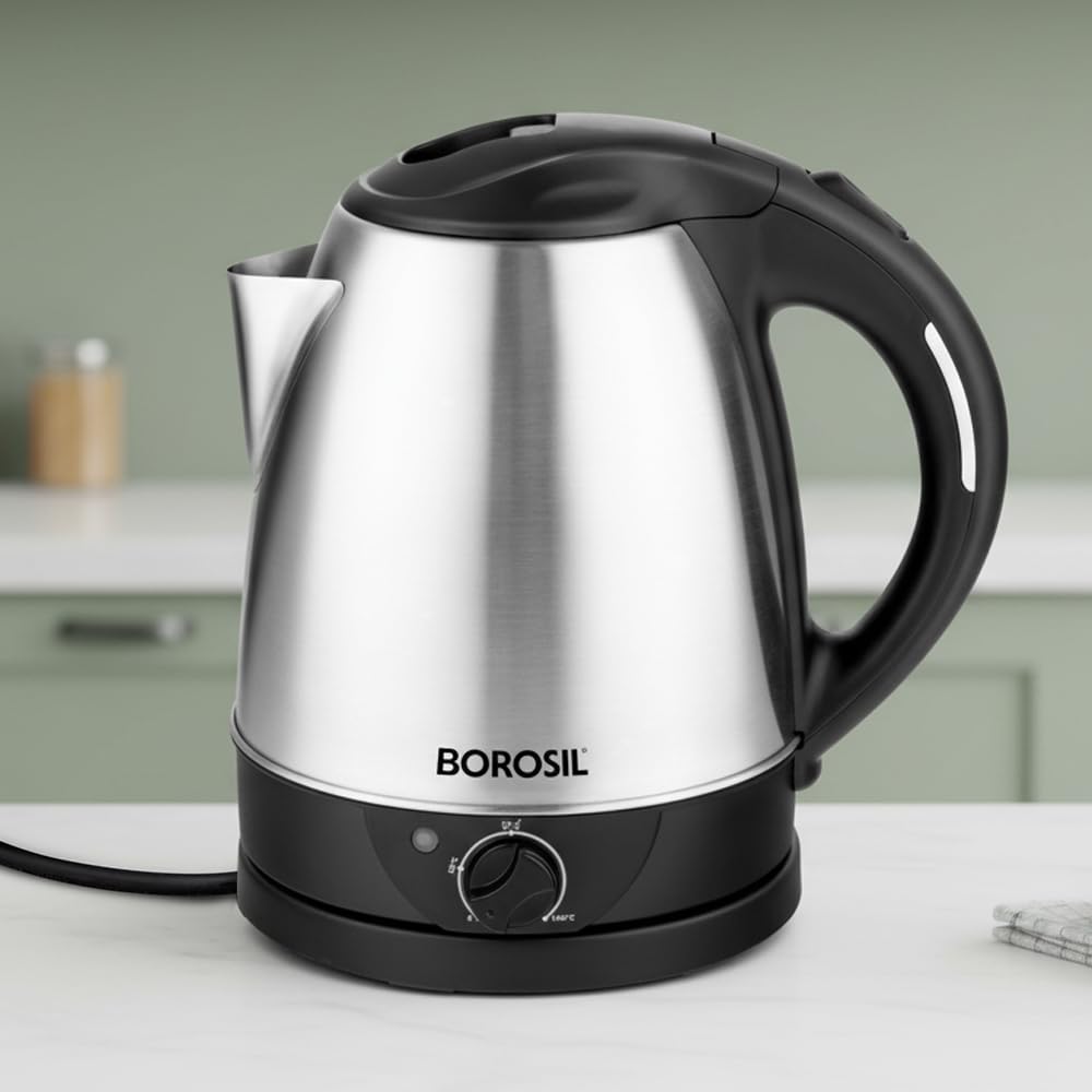 Borosil 1.5L Boiluxe Variable Temperature Stainless Steel Electric Kettle | Made in India | Cool Touch Handle | 360° Rotating Base | Auto Cut-Off | Dry Boil Protection | 1 Year Warranty-image-42