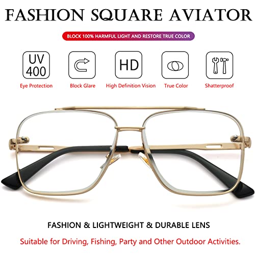 AIEYEZO Oversized Square Sunglasses for Men Women Fashion Metal Frame Square Aviator Gradient Shades4