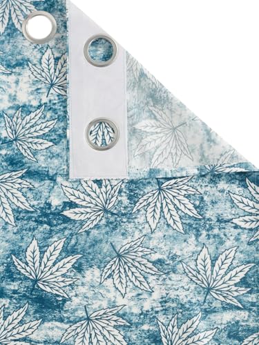 Image of Home Sizzler 2 Pieces Leaf Mist Grommet Eyelet Polyester Door Curtains - 6 Feet, Frosted Aqua, Light-Filtering