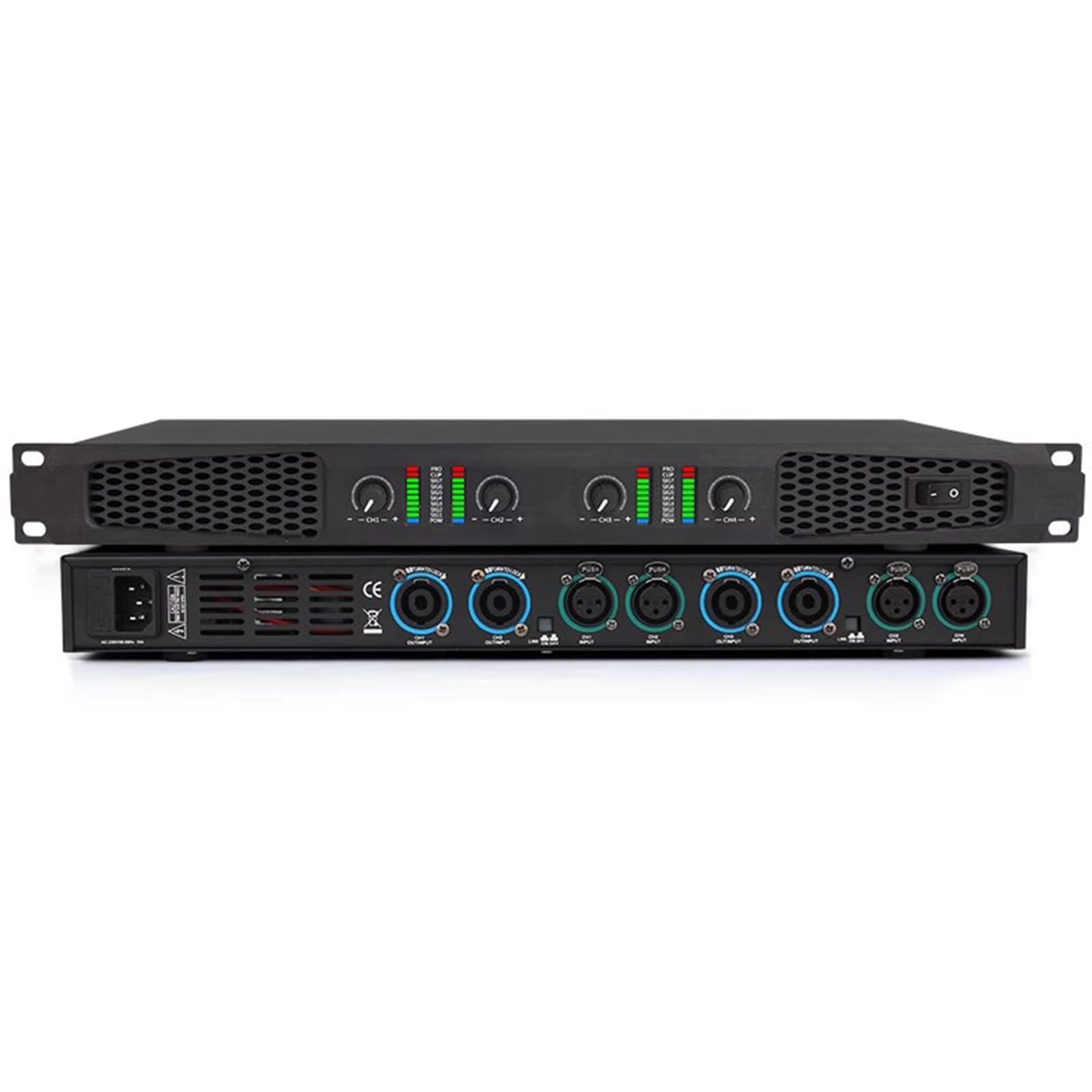 Class D Power Amplifier, Professional Stereo Amplifiers, with XLR Jack Combi Inputs, 1U Rack Space Mountable, For DJ Stage, Live Sound, Conference