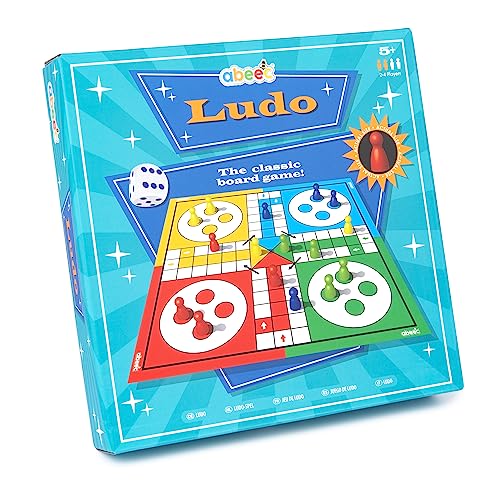 abeec Classic Ludo - Ludo Game Board - Fun Board Games for Kids - Traditional Kids Board Games - 1 x Folding Board 16 x Counters 1 x Dice - Indoor Games