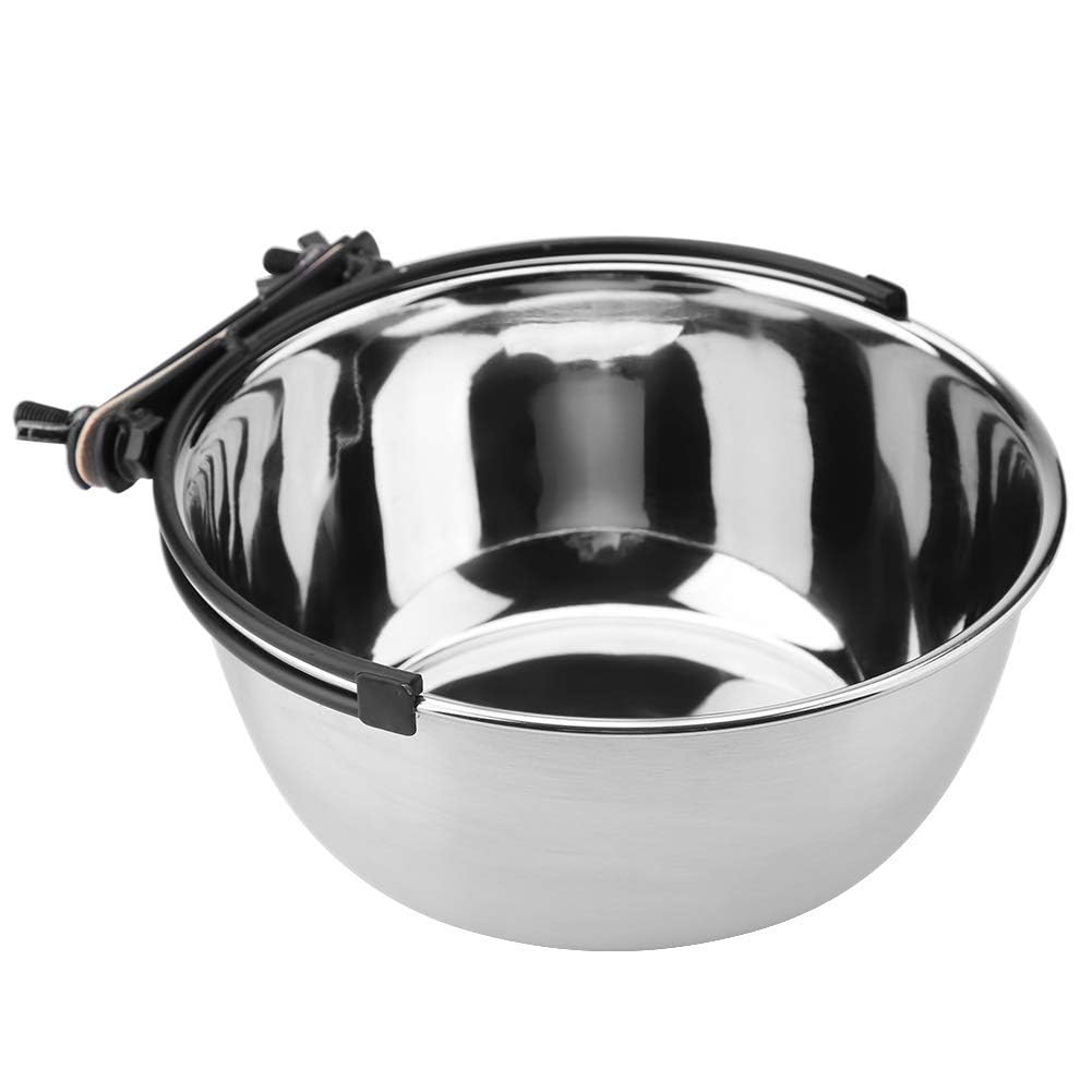 TOPINCN Hanging Food Water Bowl Stainless Steel Non-Toxic Hygiene Sturdy Durable Feeder for Cat Pet Dog Puppy Crate Cage(L)