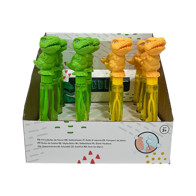 Puckator Dinosaur Bubble Wand - Party Bag Fillers Bubbles Garden Toys Gifts Presents for 4 5 6 7 Year Olds Kids Girls Boys Children - Giant Bubble Blower Makers Toy Prizes