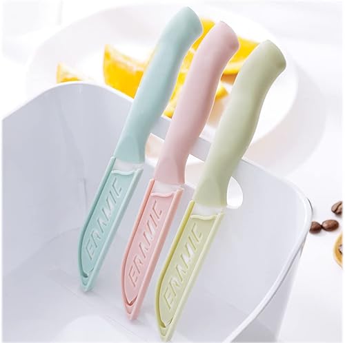 Miniatura 5 de WWZJ Paquete de 6 cuchillos de cerámica para pelar con cubierta de cuchillo cuchillos de cerámica ligeros cuchillo pequeño para frutas y verduras
