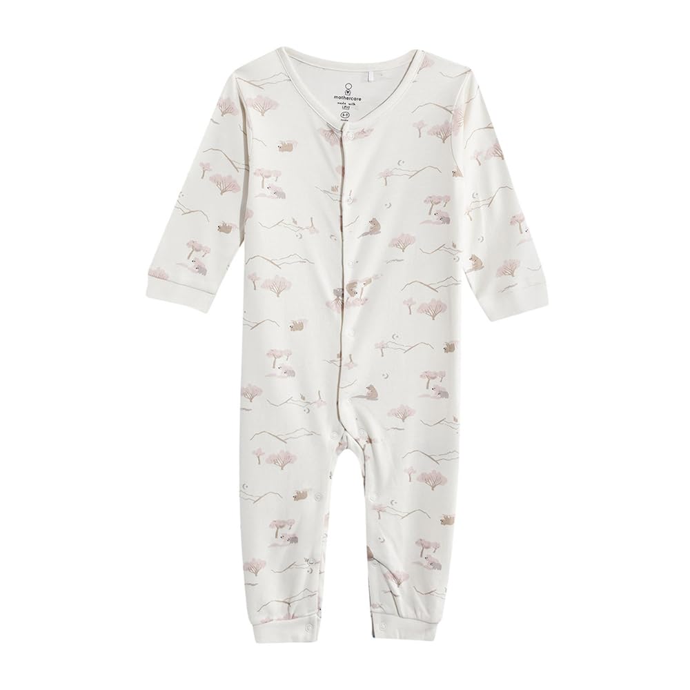 mothercare Unisex Printed Full Sleeves Sleepsuit - Beige-picture-50