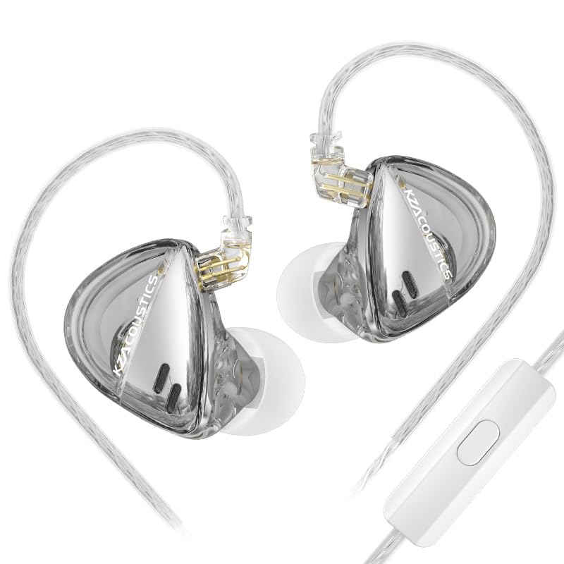 KZ Libra 有線イヤホン イヤモニ KZイヤホン ゲーミングイヤホン 超広帯域ダイナミックドライバー 超低非線形歪み HiFi音質 高純度銀メッキ線 オーディオ愛好家/在宅勤務/通学/スポ一ツ/音楽モニター適用 (シルバー、マイク付き)