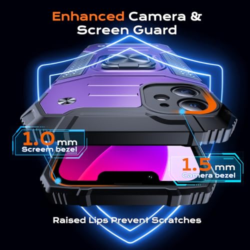 Image of Anqrp Heavy Duty Case for iPhone 11 Case with Enhanced Ring Holder Grip Stand, Military Grade Shockproof Rugged Drop Protective Silicone Hard Slim iPhone 11 Phone Case Cover,Purple