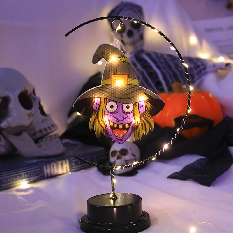 HFHungkeong LED Decorative Enchanted Halloween Night Light,Battery Powered Table Lamp Lunar Crescent Lamps Bedside Night Lights Gifts Suitable for Halloween Cosplay Party