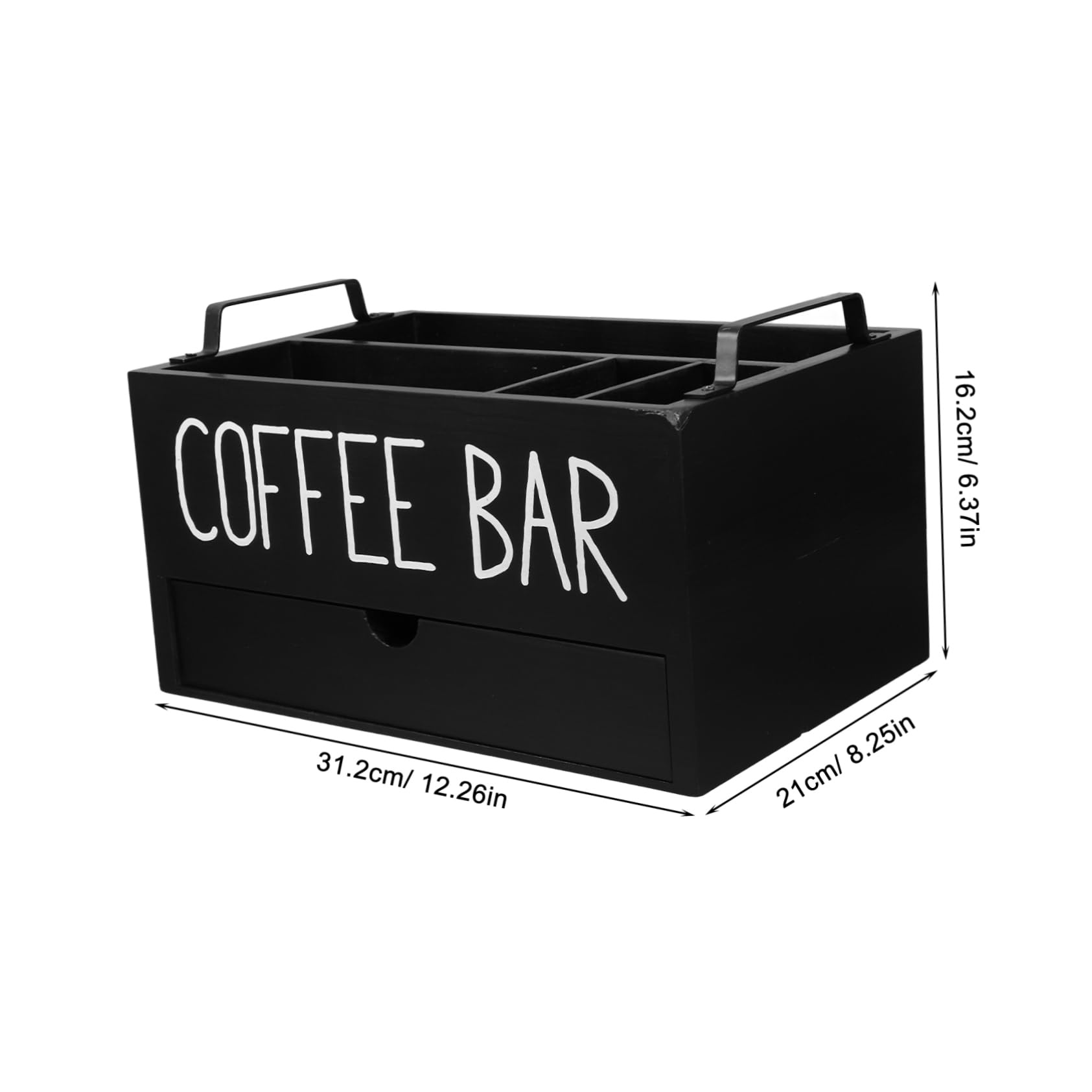 Organizzatore a Cassetto in Legno Nero per Caffè e Tè