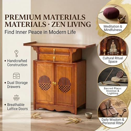 Mueble de altar de bambú de 100cm para oraciones en salón 7