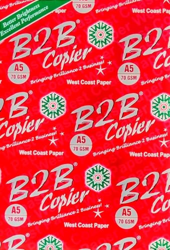 Image of B2B A5 Copier Paper - 70 GSM, 500 Sheets, 5 Ream Eco-Friendly Super Bright Plain Printing Paper for Office & Home Use (𝐍𝐨𝐭𝐞: 𝐈𝐭𝐬 𝐀𝟓 𝐂𝐨𝐩𝐢𝐞𝐫 𝐏𝐚𝐩𝐞𝐫)
