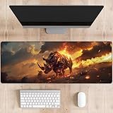 dhakalrlde Rhino Gaming Mouse Pad, Large Desk Mat for Computer, Extended Keyboard Laptop Mouse Pads, 31.5×11.8in Non Slip Rubber Mousepad for Office Decor Gifts(color42)