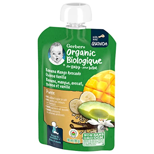GERBER Organic Baby Purée, Banana Mango Avocado Vanilla Quinoa, Baby Food, Case of 12, 1 L - Image 6