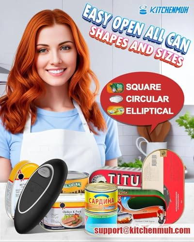 One Touch Electric Can Opener Fits Almost All Can Sizes for Seniors with Arthritis, Hand Held Battery Operated Can Opener with Smooth Edge, Food Safe Kitchen Gadgets Automatic Can Opener for Kitchen