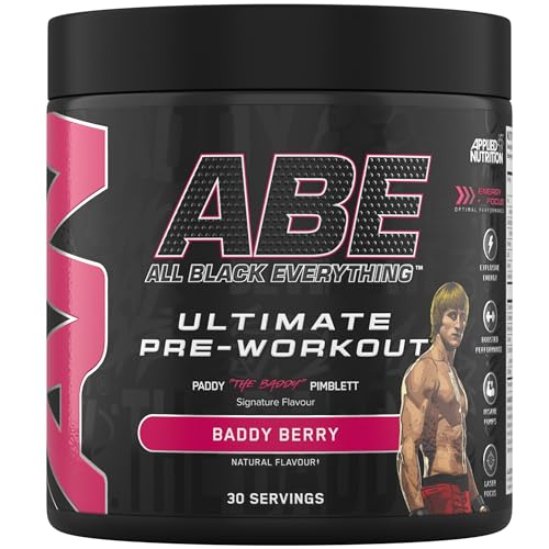 Applied Nutrition ABE Pre Workout - All Black Everything Pre Workout Powder Energy & Physical Performance with Citrulline Creatine Beta Alanine (375g - 30 Servings) (Baddy Berry)