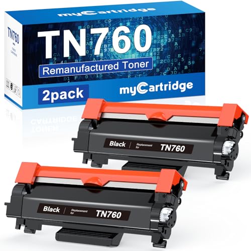 myCartridge Remanufactured Toner Cartridge Replacement for Brother TN760 TN-760 TN730 TN-730 for MFC-L2710DW MFC-L2750DW HL-L2350DW HL-L2370DW HL-L2395DW HL-L2390DW Printer(Black,TN760 2Pk)
