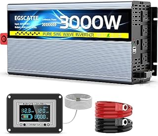 EGSCATEE 3000W Pure Sine Wave Power Inverter 12V DC to 120V AC Converter for Truck, Home, Vehicles,RV, Solar Inverter with Built-in 5V/3.4A USB,4AC Outlets Remote Control with on-Screen Display