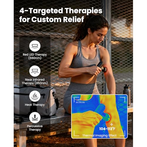 Image of BOB AND BRAD Q2 Ultra Mini Massage Gun with Red Light Infrared Heating Head, Pocket-Sized Deep Tissue Massager for Muscle Therapy, HSA Portable Percussion Massage Gun for Pain Relief FSA Eligible