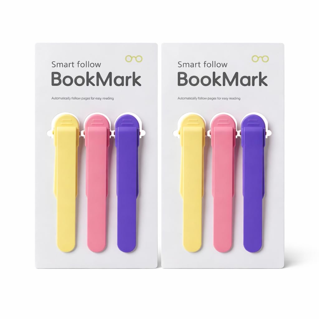 A4SHOP 6pcs Silicone Automatic Bookmark – Unique Page Keeper Clip for Books | Self-Holding Page Holder for Readers, Kids, Women and Men | Flexible Bookmark Reading Accessories