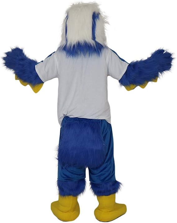 Langteng Long Hair Blue Eagle Bird Costume Mascot For Holiday Party Fancy Dress Cartoon