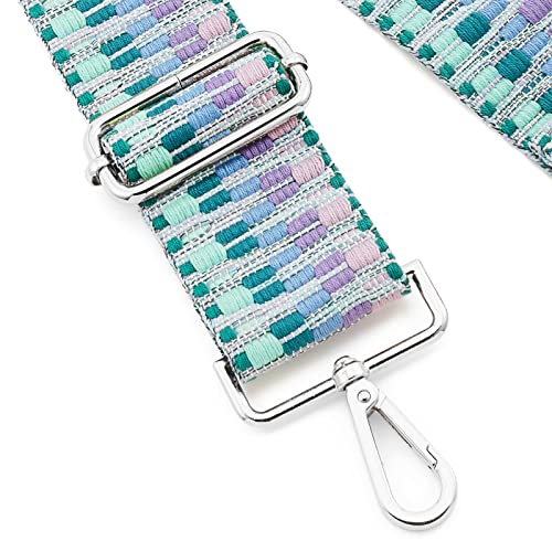 Image of Silvery Buckles Wide Shoulder Strap Adjustable Replacement Belt Crossbody Canvas Bag Handbag