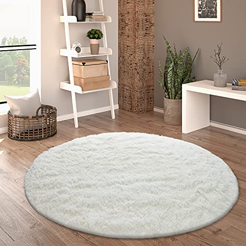 Paco Home Hochflor Teppich Rund Wohnzimmer Schlafzimmer rutschfest Shaggy Modern Flauschig Einfarbig...