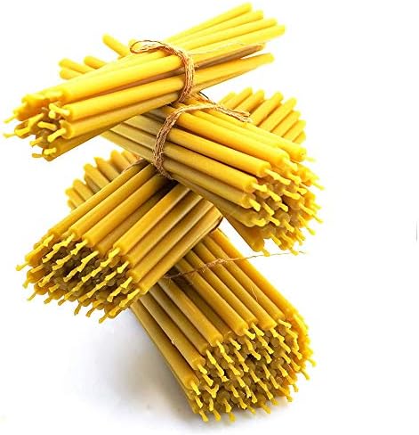 Nontoxic Natural Beeswax Candles Pure Yellow Bee Wax with Honey Scent and Cotton Wicks Eco-Friendly Candle for Decoration Parties Birthday Cake Toppers - Honey Aroma 7” 15-Pack Prayer Candles 1104408