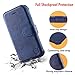 VANAVAGY Wallet Case Compatible for iPhone 13 Mini for Magsafe,RFID Flip Leather Cover with Wrist Supports Wireless Charging with Card Holder and Glass Screen Protector,Navy Blue