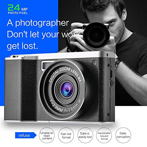 Digital Camera,Vlogging Camera 4.0 Inch Touch Monitor 24MP FHD 1080P Wide Angle Lens YouTube Camera 8X Digital Zoom Camera with Flash Microphone