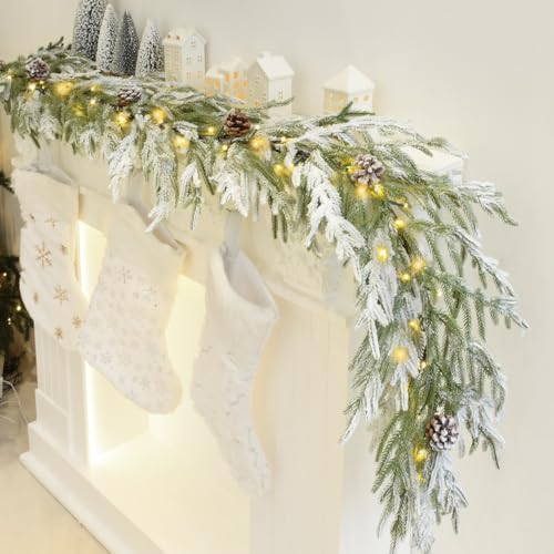YoleShy 6FT Real Touch Norfolk Pine Garland Christmas Garland wit...