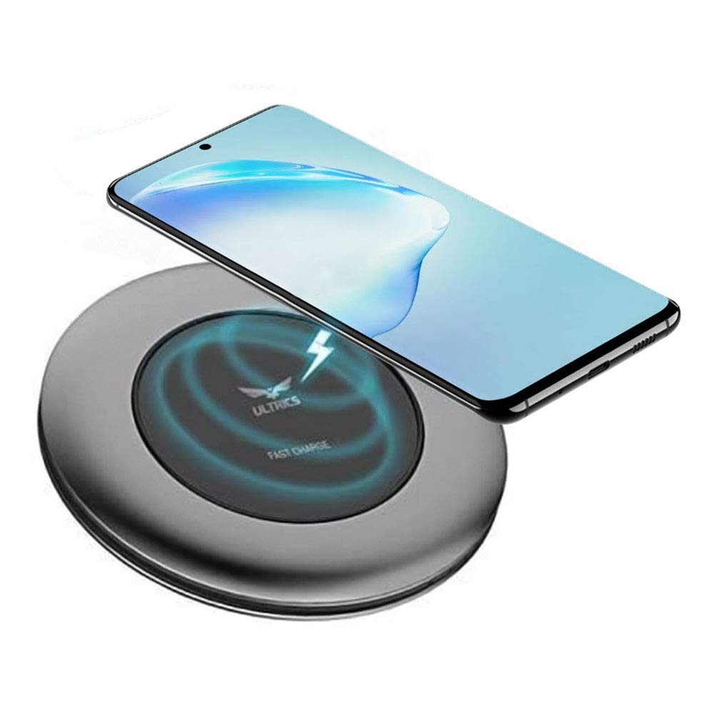 ULTRICS iPhone Wireless Charger, 10W Wireless Fast Charger Wireless Charging Pad, Qi Wireless Charger iphone 15 14 13/13 Pro/12/11/SE Wireless Charger Samsung Galaxy S22 S21 S20 S10, Round (Grey)