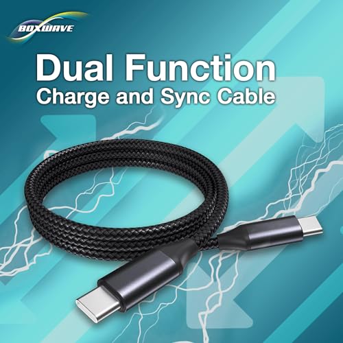 BoxWave Cable Compatible with Astell & Kern Kann Alpha - DirectSync PD Cable (3ft) - USB-C to USB-C (100W), Type C Braided Charge and Fast Sync - Jet Black