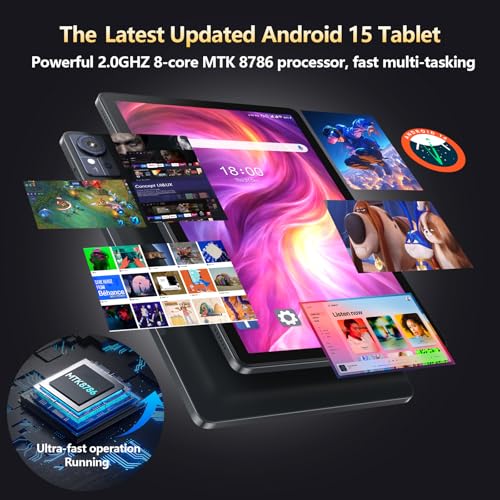 Image of Tablet 11 inch 2025 Android 15 Tablet with Keyboard,128GB ROM 16GB RAM 1TB Expand,Octa-Core Tablets with 5G /2.4G WiFi Model 8000mAh Battery,Incell Big Screen,13MP+8MP Camera,Bluetooth 5.0,GPS