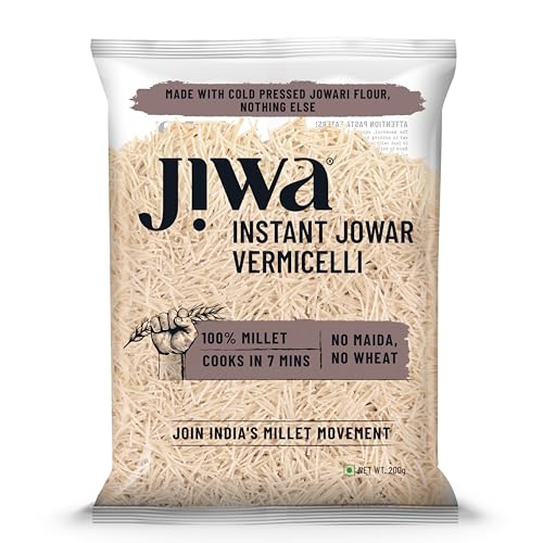 Image of Jiwa Instant Jowar Vermicelli | Cooks in 7 Minutes | Ready to Cook | 100% Millet | No Maida, No Atta | Gluten Free | 200 G (Pack of 5)